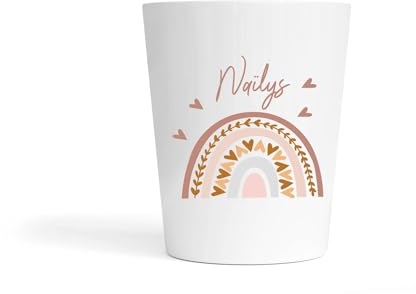 Gobelet Enfant Personnalisé Arc-en-Ciel Terracotta – Gobelet Incassable 230ml Sans BPA – Tasse Prénom Crèche ou École – Rentrée Scolaire Fille