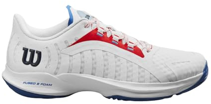 Wilson Hurakn Pro, Tennis Shoe Hombre, White Red/Deja VU Blue, 41 1/3 EU