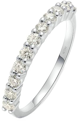 Stfery Weißgold Ring Damen 750 Ring für Frauen 0.03ct Rund Diamant Ring Damen