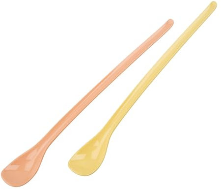 Fackelmann Set da 8 Cucchiaini XLong riutilizzabili, materiale plastica alimentare, lavabili in lavastoviglie, colore giallo e pompelmo, Dimensioni 22 cm, Linea Summer Party