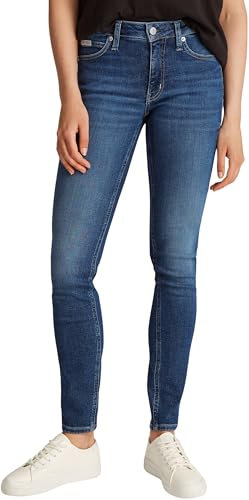 Calvin Klein Damen Jeans Hose Mid Rise Skinny Fit, Blau (Denim Dark), 30W/28L