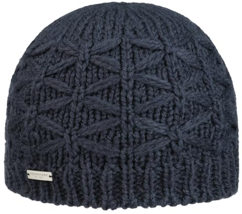 Seeberger Annelie Strickmütze für Damen, Marineblau, Einheitsgröße, Marineblau, 6.75-7.5