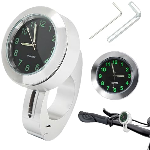 GAROMIA Motorraduhr Motorrad Uhr Lenker Fahrradzubehör Motorradlenkeruhr Motorrad Lenkeruhr Weiß 22-25mm Lenkerhalterung Uhr Motorrad-Uhren, Motorraduhren für Motorräder Elektrofahrzeuge