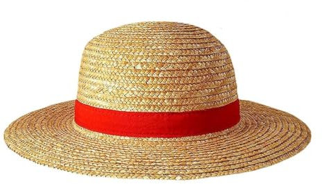 Respirant Chapeau de paille Luffy, Chapeau de plage multifonctionnel à large bord avec écran solaire pour personnages de dessins animés Chapeau de soleil Cosplay léger pour adultes (Marron)