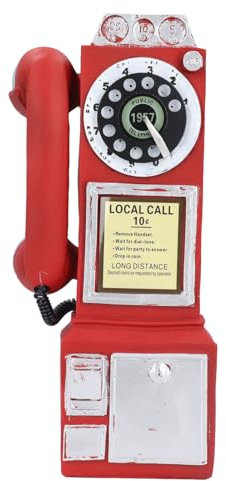 Retro Telefon Ornament Wand montiert Telefon Modell dekorative Telefon hängende Dekoration Coffee Shop, Foto Requisiten (Rot)