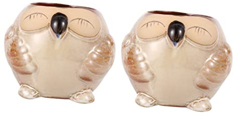 FUNOMOCYA 2stücke Eulenform Blumentopf Keramik Mini Sukkulenten Pflanzen Topf Weiß Pflanzgefäß Für Setzlinge Aussaat Anzucht Balkon Terrasse Mit Bodenloch Für Atmung