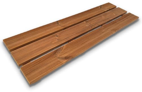 SUNWOOD Pedana antiscivolo per Vasca da Bagno, SPA 120x38 cm, in legno Thermo-Wood, con piedini antiscivolo