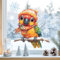 Sunnywall Fensterbilder Winter für Kinder Tiermotive in Winterszene als statisch haftende Fenstersticker, WIEDERVERWENDBAR (Papagei, A3 Bogen)