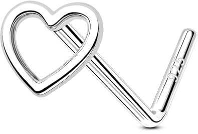 OUFER 20G Nasenring Herz Nasenpiercing Silber 925 Nasenpiercing Schmuck L-förmig Nasenpiercing Schmuck Nasenstecker Nostril Nasenpiercing Piercing Nase