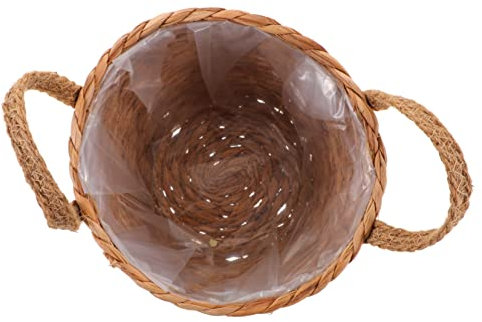 GAROZATION Cesta Tejida Artesanal Multiuso Para Plantas Macetero Decorativo Natural Cesta Almacenaje Versátil Para Interior y Exterior Regalo Para Jardinería