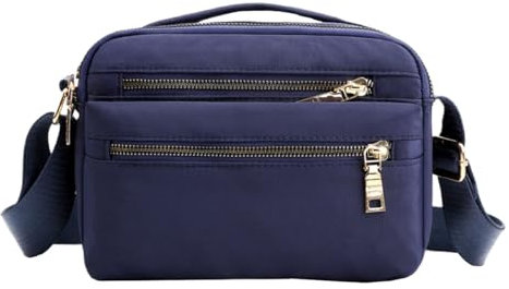 FAVORTALK Leichte Damen Handtasche Mittelgross Dunkelblau - Nylon Crossbody Bag mit Breitem Schultergurt Große Kapazität Wasserdicht Messenger Taschen Schultertasche mit Mehrere Taschen - B39211