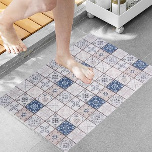 Fecialy Quadratische Dusche Matte, 60x80CM, Anti-Rutsch-Loofah Bad Matte große Dusche Boden Matte weich PVC Matte Badewanne schnell trocknend Dusche Matte für ältere Menschen und Kinder