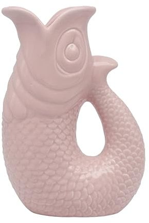 The Leonardo Collection Pichet à poisson rose 26 cm pour cuisine et maison | Carafe en céramique ou en verre pour usage multiple | Beau vase à crème ou à lait pour un usage quotidien | Peut également