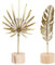 2 Stück Dekoaufsteller Blume Deko Metall, Kreative Feder und Knödel Blattmuster Statue Deko, Gold Moderne Blattskulptur, Moderne Skulptur mit Holzsockel, für Startseite, Wohnzimmer, Schlafzimmer, Büro