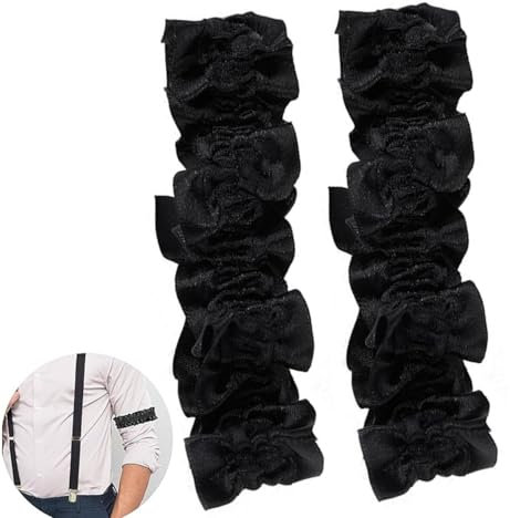 1 Pair Sleeve Holder Men's Elastic,20s Armband Garter, Shirt Sleeve Bands Sleeve Holders Anti Slip Stretchy Costume Jersey Sleeve Clips Ties for Waiters Men Women Shirt, Black