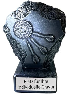 eberin – Metall-Pokal für Dartspieler*innen 14cm Höhe – Darts Trophäe mit Gravur, Award auf Marmor schwarz – Ideal für Darts Events & Dart WM, verfügbar in 4 Farben