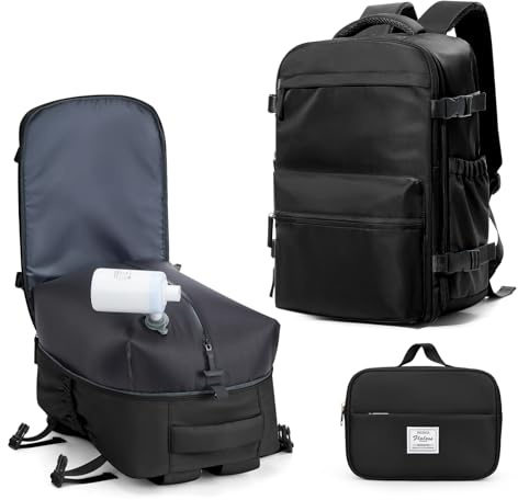Zaino Sottovuoto Viaggio Con Pompa Zaino Easyjet 45x36x20 Aereo Bagaglio a Mano Zaini 15.6 Pollici Porta PC Casual Impermeabile Daypack Borsa da Cabina per Donna Uomo Nero