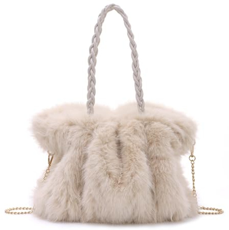 Fecialy Frauen pelzige Handtasche Winter fluffige Tote Taschen Fuzzy Crossbody Schultertasche Faux Pelz Tasche