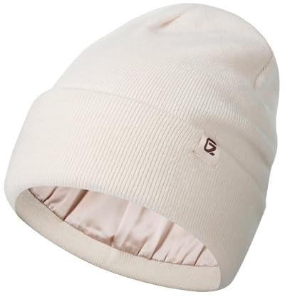 GADIEMKENSD Satin Futter Strickmütze, Wollmix, Antistatisch, Pillingschutz, Wärme, Schonende Haarpflege, Unisex