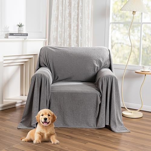 MYSKY HOME Sesselschoner für Relaxsessel Sofa Überzug 1 Sitzer | Grau,1 Stück,180x230cm,Sesselbezug für Zuhause,Sesselüberwurf Armlehnenschoner für Haustieren,Sessel Bezug