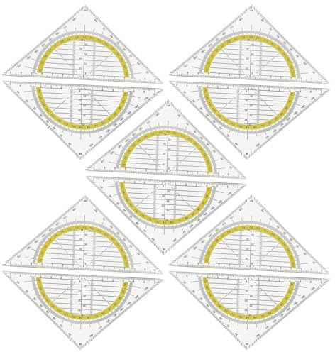 AJKQNMA 10 Stück Geodreieck aus Kunststoff, 15,5cm Flexibel Zeichendreieck mit Winkelmesser, Transparent Geometrie Dreieck für Büro Designer Studenten Zeichnen Malerei