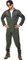Smiffys Kostüm Top Gun, Grün, mit Overall, Namensschild & Brille