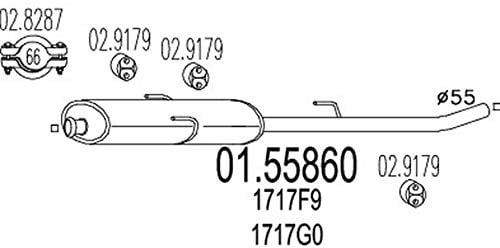 MTS 01.55860 Mittelschalldämpfer Kompatibel mit FIAT Scudo Kastenwagen 220 171743 1717G0 171755