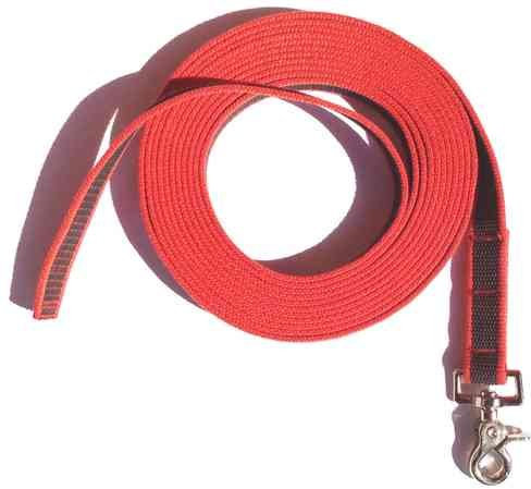 DOGS and MORE - Gummierte Schleppleine MIT oder OHNE Handschlaufe => 5 ODER 10 Meter in Rot (5 Meter OHNE Handschlaufe)