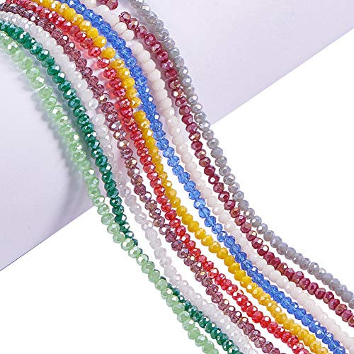 PH PandaHall 10 Fili Perline di Vetro Sfaccettato Perline Cristallo Sfaccettato, 1230~1270pz Perlines Colorate Vetro per Creazione di Gioielli Collane Braccialetti Fai Da Te, 3.5-4mm, Foro: 0.5mm