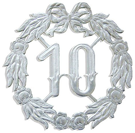 Kunze A013070102 Jubiläumszahl 10, Ø 27 cm, Silber