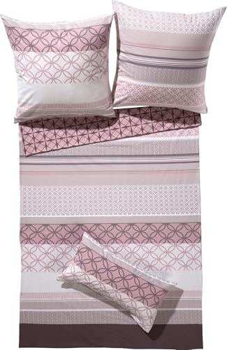 Erwin Müller Wende-Bettwäsche, Bettgarnitur, Bettwäsche-Set Feinbiber violett Größe 80x80 cm / 135x220 cm - mollig warm, temperaturausgleichend, mit Reißverschluss
