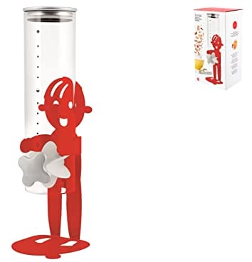 Home 9614603 Sunrise Cereal Dispenser, Glass/Metal, Red