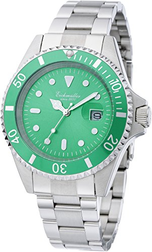 Eichmüller 3411 Classic Taucheruhr Massiv Edelstahl 20 ATM (grün/Edelstahl)