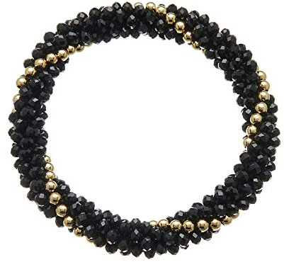Bello London Bracelet avec perles de verre noires et perles en plaqué or - Rae B11