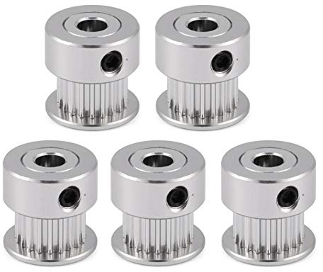 Topiky Zahnriemenscheibe, 5 Stücke 5mm / 8mm 20 T Aluminiumlegierung Zahnrad Synchron Zahnriemenscheibe für 3D Drucker Zahnriemen(8 mm)