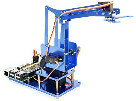 Waveshare 4-DOF Metal Robot Arm Kit for Raspberry Pi Zero/Zero W/Zero WH/2B/3B/3B+ Control by by Smart Phone Through WiFi Remote I2C 12-bit Resolution with Servo Driver HAT