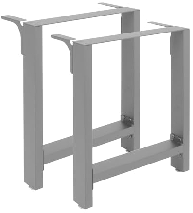 Pieds de Table en Profil carré 70x24x72 cm Gris Revêtement par Poudre Piètement de Table Meuble