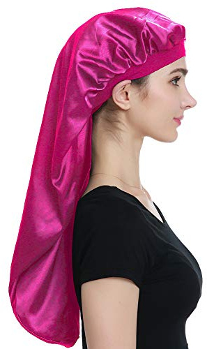Alnorm Extra große Satin-Schlafhaube – doppellagig, hochwertiges Gummiband, fuchsia, Einheitsgröße