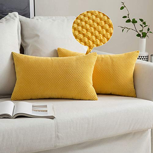 MIULEE 2er Set Kissenbezüge Dekokissen Körnig Dekorativ Kissenbezug Kissenhülle Sofakissen Deko Bezug Weich Zierkissen Kissen für Wohnzimmer Schlafzimmer 30x50cm Olivgelb