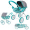Milly Mally Puppenwagen Dori klappbar, für Mädchen ab 3 Jahren, mit Verdeck, Schaumrädern, Gurten Prestige Mint Minze