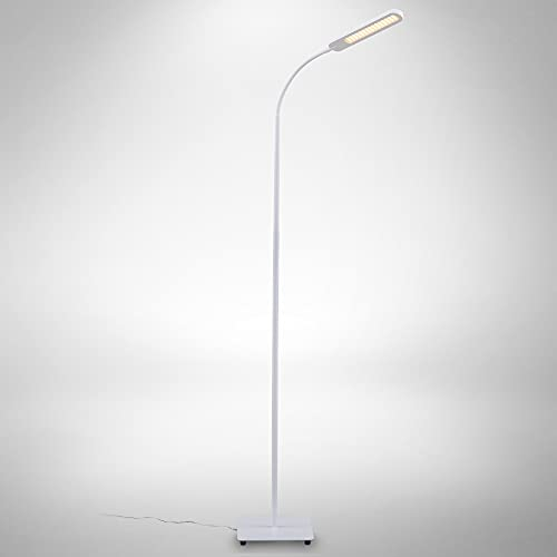 B.K.Licht - LED Stehlampe dimmbar, warmweiß bis kaltweiß einstellbar, Touch, Leselampe, Deko Wohnzimmer, Lampe, Deckenfluter, Bogenlampe, Standleuchte, Wohnzimmerlampe, 21x21x135 cm, Weiß