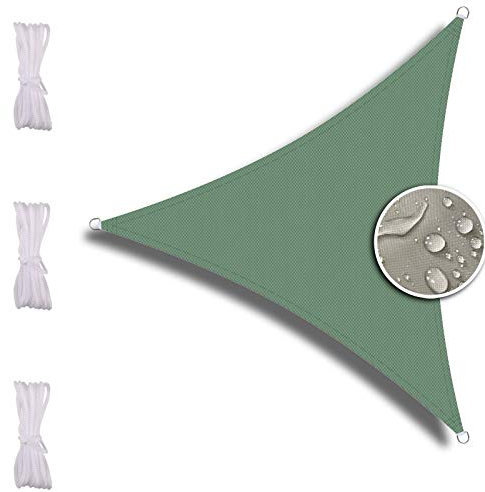 ZQXFZ Voiles d'ombre Triangle 2X2X2m, Voiture,Restaurant,Jardin, Polyester PES Hydrophobe Une Protection des Rayons UV, Voile D'Ombrage, Vert foncé