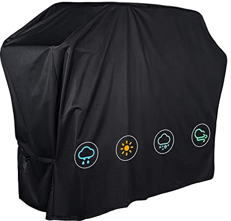 Mutsitaz Funda Protectora para Barbacoa de Gas, Resistente a la Lluvia, Resistente al desgarro, Resistente al Agua y al Polvo, con Correas Autoadhesivas y Bolsa de Almacenamiento (147 x 61 x 122 cm)