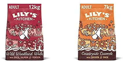 Lily's Kitchen Duck, Salmon & Venison Natural Grain Free Complete Adult Dry Dog Food (12 kg) & Chicken & Duck Countryside Casserole - Grain Free Adult Dry Dog Food (7 kg)