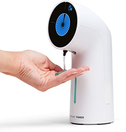 TIME TIMER Lavado con dispensador de jabón: dispensador de jabón automático Manos Libres con Pantalla de Cuenta Regresiva Visual de 30 Segundos para la Cocina o de baño con Sonido de música Opcional