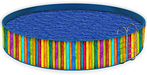 Wallario Pool Verkleidung mit Motiv ohne Ösen, Umrandung Dekoration, Motiv Buntes Holz - Bunte Streifen mit Farbe und Holzstruktur, Größe Höhe 100 cm x L 10m