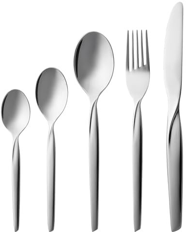 Gense Twist Besteck Set 12 Personen, Essbesteck 12 Personen Spülmaschinenfest, Ästhetisches und Hochwertiges Besteckset 60-Teilig, Nickelfrei, Skandinavisches Design, aus Glänzendem Edelstahl