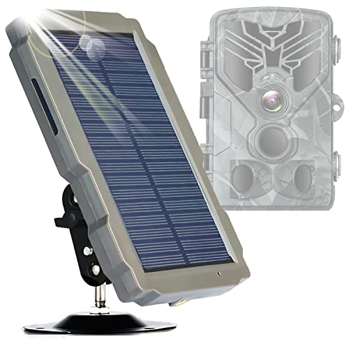 Wildkamera Solarpanel DC6 V-12 V,Doppelter Ausgang Solar-Set IP66 Wasserdicht,Integrierte wiederaufladbare Lithium-Batterie mit 3000 mAh,für den Außenbereich für Wildkamera