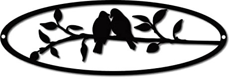 CREATCABIN Liebesvögel Auf Einem AST Metall-Wanddekoration Vögel Wandkunst Silhouette Eisenschilder Schwarz Zum Aufhängen Für Weihnachten Halloween Heimdekoration Drinnen Draußen Garten Ästhetisch