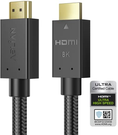8K HDMI 2.1 Cable 6ft Certified Ultra High Speed HDMI Cable, 48Gbps 8K 60Hz 4K 120Hz Support Compatible with Apple TV Samsung QLED Sony LG PS5